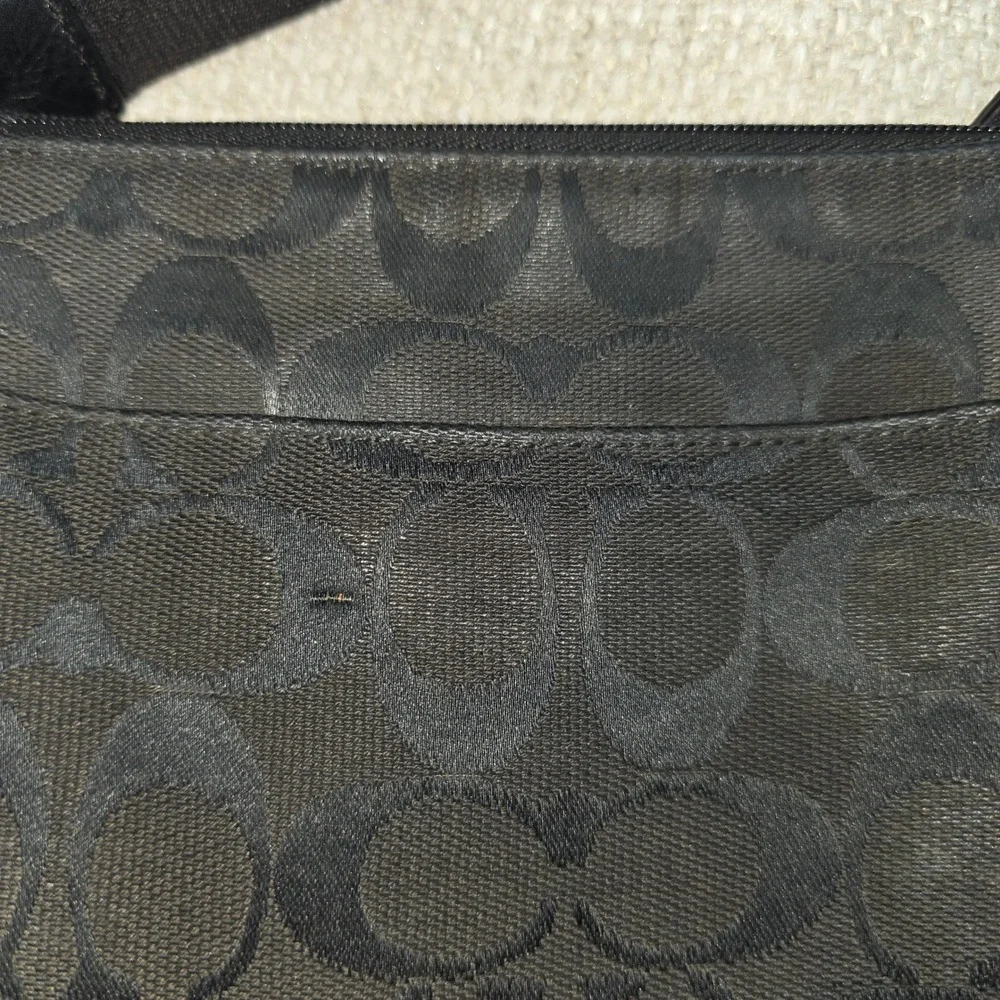Coach Signature C Black Jacquard Leather Trim Crossbody Bag Messenger